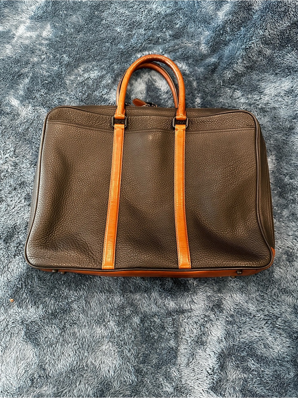 Coach Metropolitan Double Zip Leather Briefcase 23791 Brown Tan Laptop Bag - Picture 2 of 11